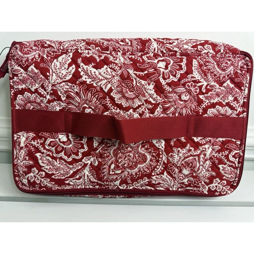 Vera Bradley Red White Quilted Travel Cosmetic Organizer Case Floral Bag